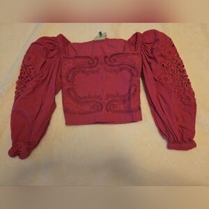 Farm Rio Pink Lace Blouse, XS